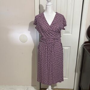 Boden Pink and Purple Patterned Midi Dress